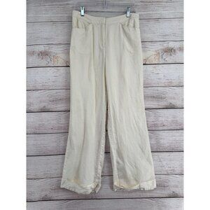 J. Jill 100%‎ Linen Wide Leg Pants Women's Size 8 Cream Genuine Fit At Waist